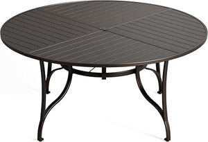 Round Metal Outdoor Dining Table with Umbrella Hole