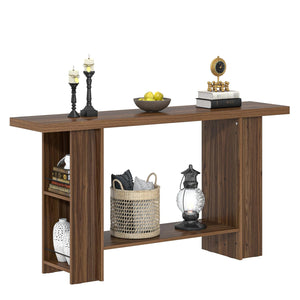 2-Tier Console Table with Side Storage Shelves, 53 Inch