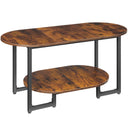 Oval Coffee Table with 2-Tier Open Storage Shelf