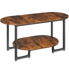 Oval Coffee Table with 2-Tier Open Storage Shelf