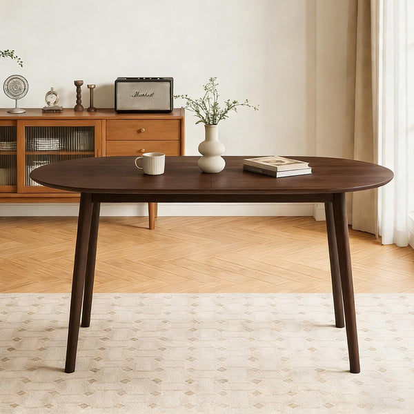 63" Oval Dining Table for 4–6 – Mid-Century Modern with Solid Wood Legs