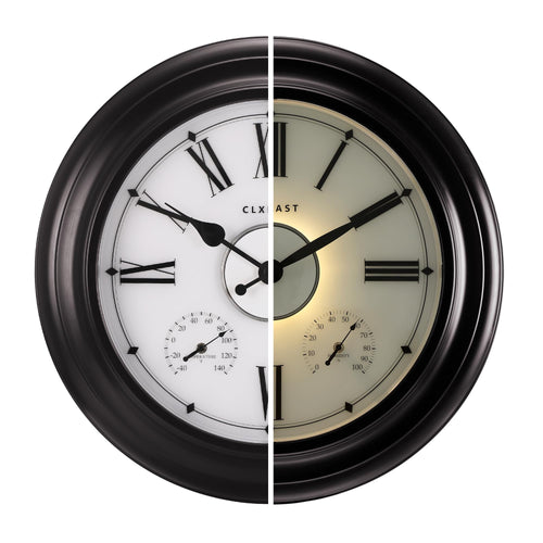 24-Inch Outdoor Wall Clock with Thermometer & Hygrometer – Oil Rubbed Bronze