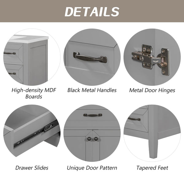 36" Bathroom Vanity with Sink, 3 Drawers & Soft-Close Doors
