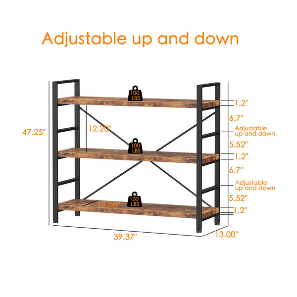 Adjustable Bookshelf with Metal Frame – 3, 4 & 5-Tier