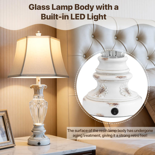Table Lamp Set of 2 with USB Ports & 3-Color Temperatures