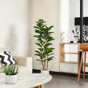 Artificial Fiddle Leaf Fig Tree with White Planter – 5ft, 6ft, 7ft