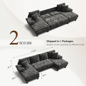 U-Shaped Convertible Sleeper Sofa with Pull-Out Bed