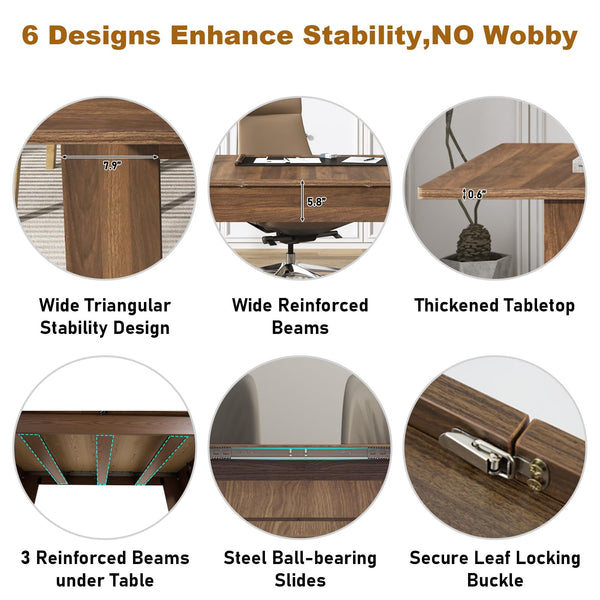 Extendable Dining Table for 6–12 People | Engineered Wood | Walnut & Oak