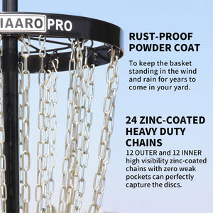 Portable Disc Golf Basket with 24 Heavy-Duty Chains – PDGA Approved