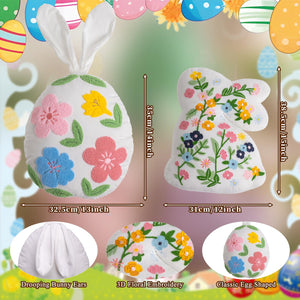 Easter Bunny & Egg Shaped Throw Pillow Set of 2 – Floral Embroidered Decorative Cushions