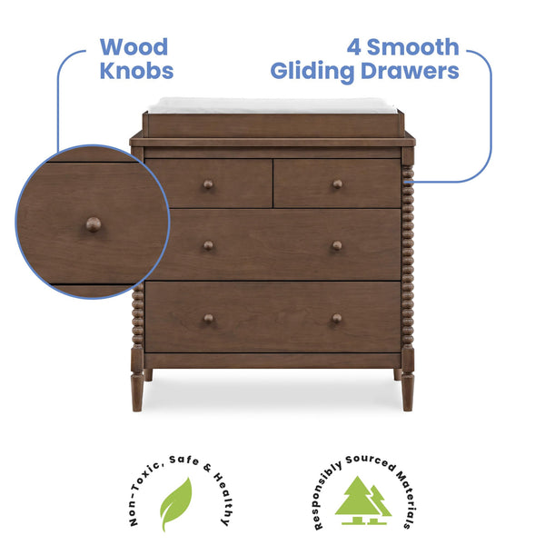 4-Drawer Dresser with Changing Top and Interlocking Drawers