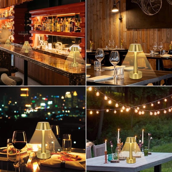 UMEXUS 8.8'' Cordless Small Table Lamp for Bar Restaurant, Rechargeable Battery Operated Touch Lamps, Gold 3-Way Dimmable LED Metal Portable Bedside Mini Night Light for Bedroom Outdoor, Home Decor