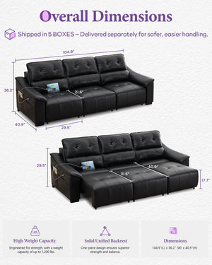 Electric Power Reclining Sectional Sofa with USB Charging