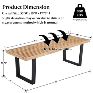 Solid Wood Dining & Entryway Bench with Metal Legs