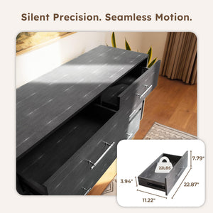 Grey 6-Drawer Dresser with Wide Storage