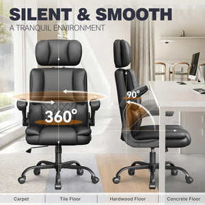 High-Back Ergonomic Office Chair with Adjustable Headrest & Flip-Up Armrests