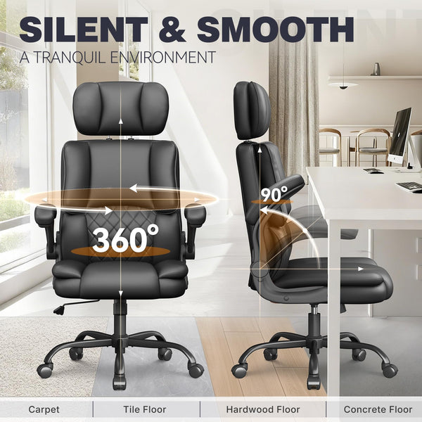 High-Back Ergonomic Office Chair with Adjustable Headrest & Flip-Up Armrests