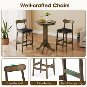 3-Piece Round Bar Table Set with 2 Stools