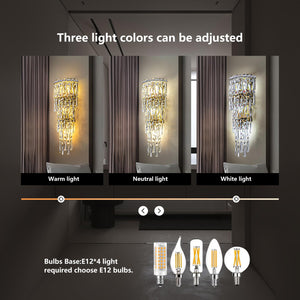 Crystal Wall Sconce Light Fixture – 3-Tier E12 Dimmable Indoor Wall Lamp
