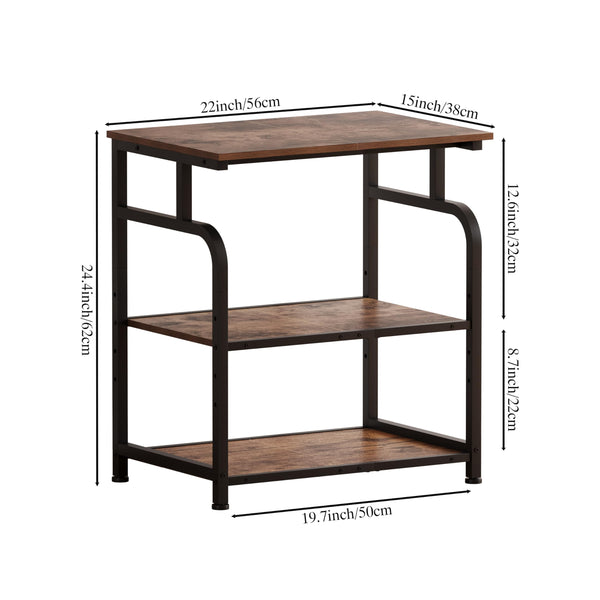 3-Tier Rolling Printer Stand with Adjustable Shelf