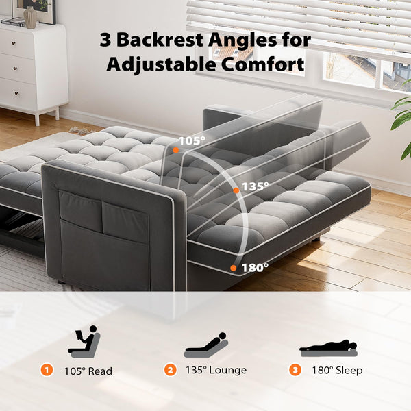 3-in-1 Convertible Sleeper Sofa Bed with USB Ports & Adjustable Backrest