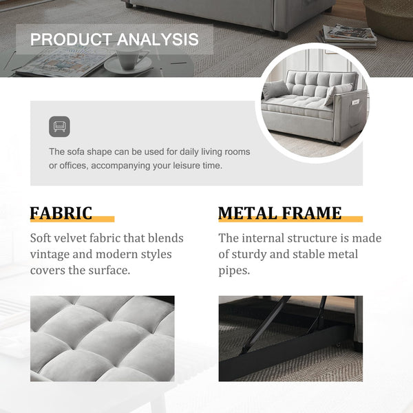 Convertible Futon Sofa Bed with Adjustable Backrest & Storage Pockets