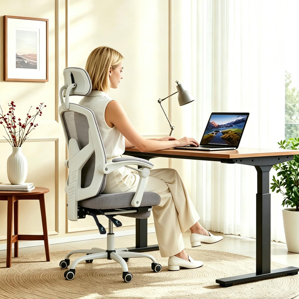 Ergonomic Office Chair with Footrest & Reclining Mesh Back