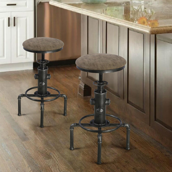 5-Piece Industrial Pub Bar Table & Stool Set