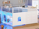 Full Over Twin Bunk Bed with Storage Drawers & RGB Lights