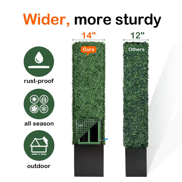 Artificial Boxwood Hedge Wall Privacy Panel with Steel Planter Box