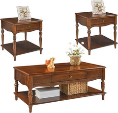 Living Room Coffee Table and End Table Set with Storage Drawers