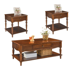 Living Room Coffee Table and End Table Set with Storage Drawers
