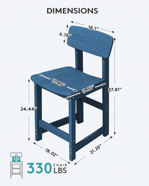 Outdoor Bar Stools Set of 2 with Back – Counter Height HDPE Patio Barstools