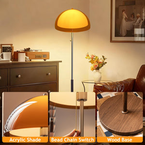 Mushroom Floor Lamp 60" Orange Mid Century Globe Acrylic Standing Lamp