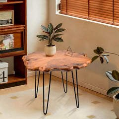 Live Edge Cedar Side Table with Waterproof Top