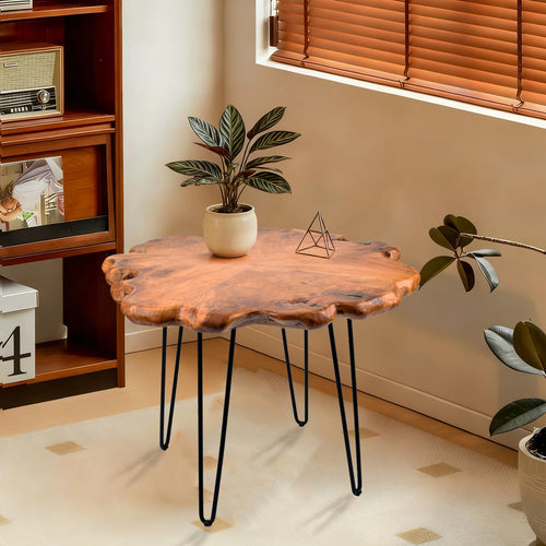 Live Edge Cedar Side Table with Waterproof Top