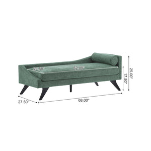 Mid-Century Chaise Lounge Sofa with Rolled Accent Pillow