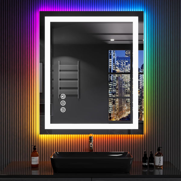 LED Bathroom Mirror with Lights – Anti-Fog, Dimmable, Backlit & Front Lit, 32"L x 24"W