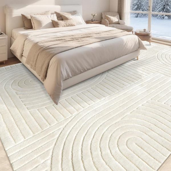 High-Low Pile Area Rug – Washable Soft Indoor Rug with Non-Slip Backing