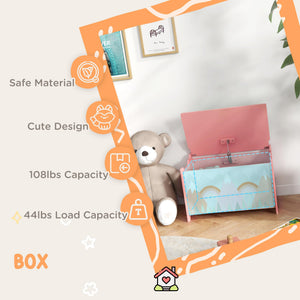 Kids Storage Chest with Safety Hinge – Pink Animal Design