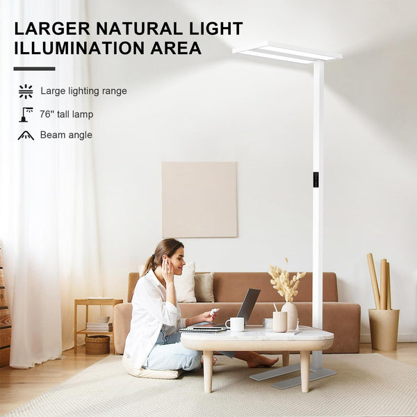 76" Motion Sensor Floor Lamp – 105W Dimmable LED, Full Spectrum, 8400LM
