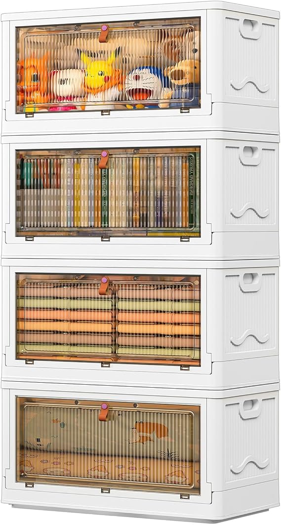 4-Tier Stackable Storage Bins with Lid & Wheels