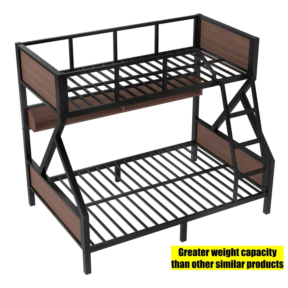 Metal Bunk Bed with LED Light & Storage Shelf