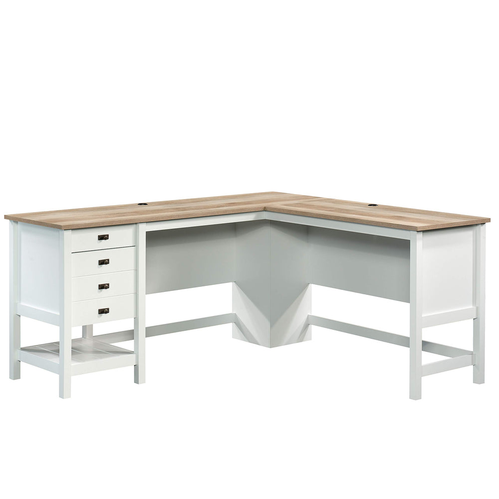 L-Shaped Executive Desk with Drawers & File Storage