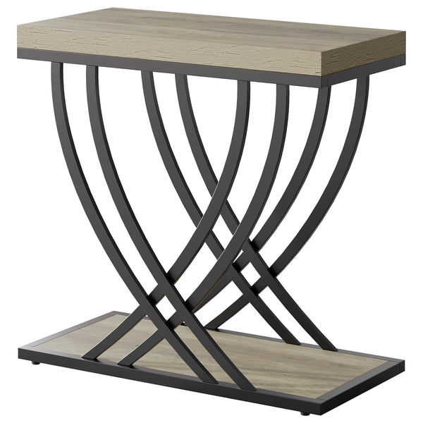 2-Tier Industrial End Table with Metal Frame