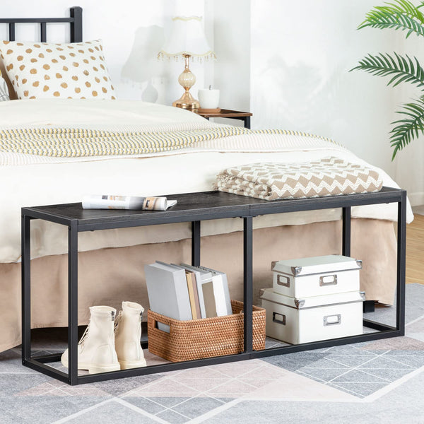 Industrial Dining Bench 47.2 Inch — Engineered Wood & Metal Frame