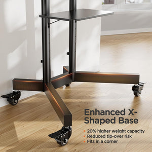 Rolling TV Stand with Wheels & Lockable Casters