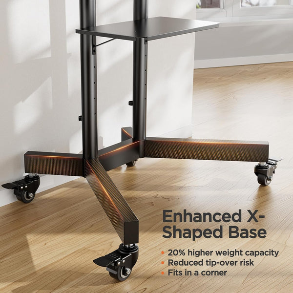 Rolling TV Stand with Wheels & Lockable Casters
