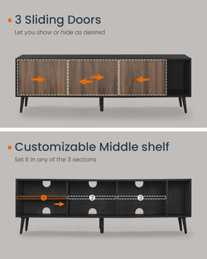 63-Inch TV Stand with Sliding Doors & Storage