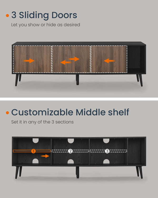 63-Inch TV Stand with Sliding Doors & Storage